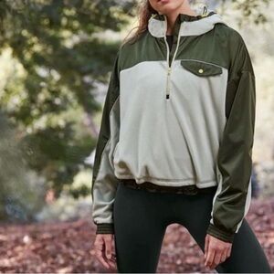 Athleta Zion Micro Fleece 1/2 Zip Jacket Opal Green Colorblock Womens Size M
